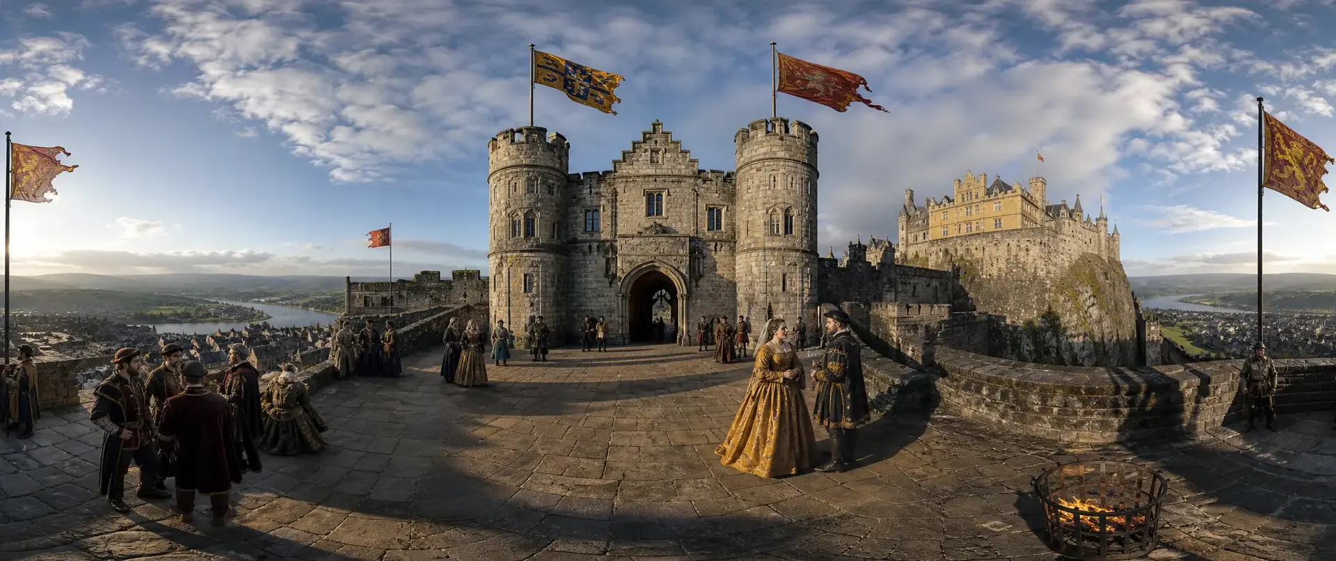 The royal court on the ramparts of Stirling Castle, reconstructed in its prime
