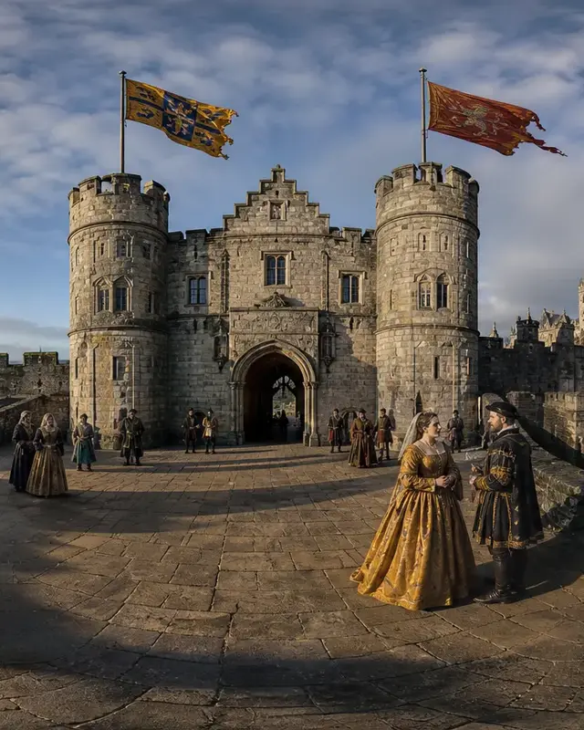 Stirling Castle on its crag, reconstructed as a photoreal scene